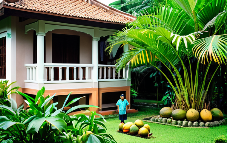 유기농 정원에서의 식물 선택 가이드 - Tropical Fruit Garden**
A lush, vibrant home garden in Vietnam overflowing with tropical fruit tree...