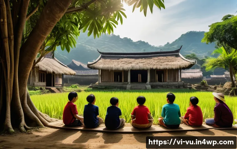 유기농 정원 조성을 위한 지역 사회 참여 방법 - A vibrant community gathering in a Vietnamese rural village, people of all ages participating enthus...
